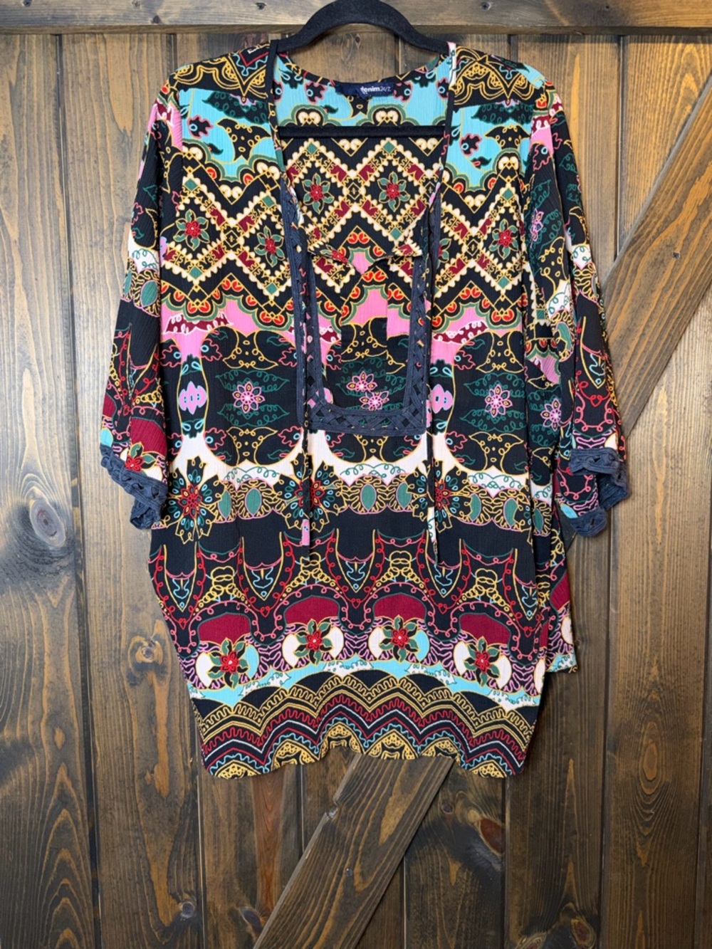 Denim 24/7  Printed  Blouse Top
